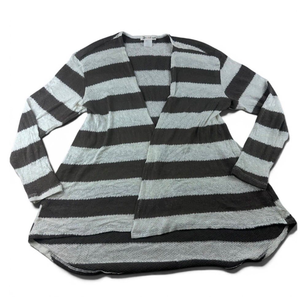 R2D Apparel Cardigan Women M Multi Color Open Front Striped USA Made Boho Office